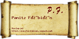 Panitz Fábián névjegykártya